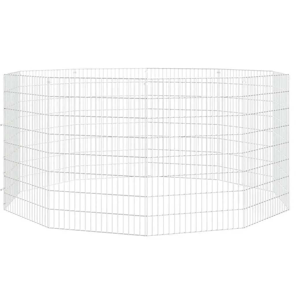 Small Animal Enclosure 10 Panel Pet Pen Rabbit Guinea Pig Run Playpen Silver