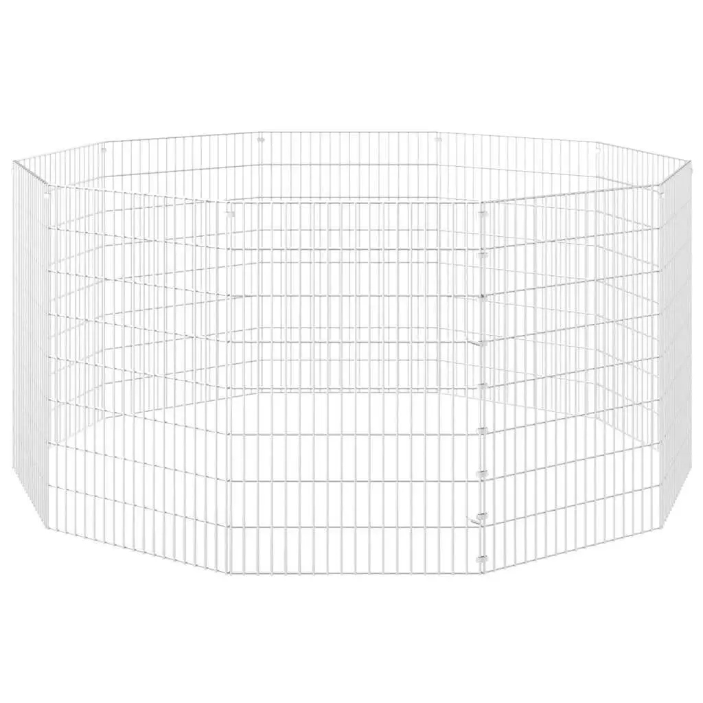 Small Animal Enclosure 10 Panel Pet Pen Rabbit Guinea Pig Run Playpen Silver