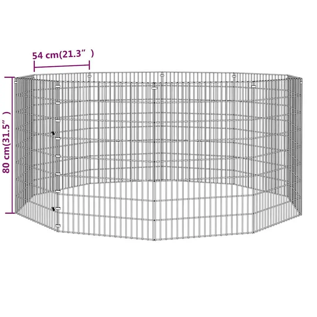 Small Animal Enclosure 10 Panel Pet Pen Rabbit Guinea Pig Run Playpen Silver