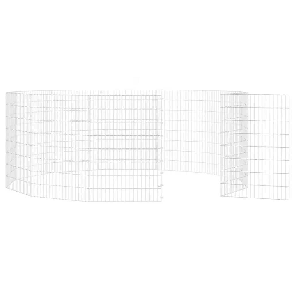 Small Animal Enclosure 12 Panel Pen Rabbit Guinea Pig Run Galvanised Iron Silver