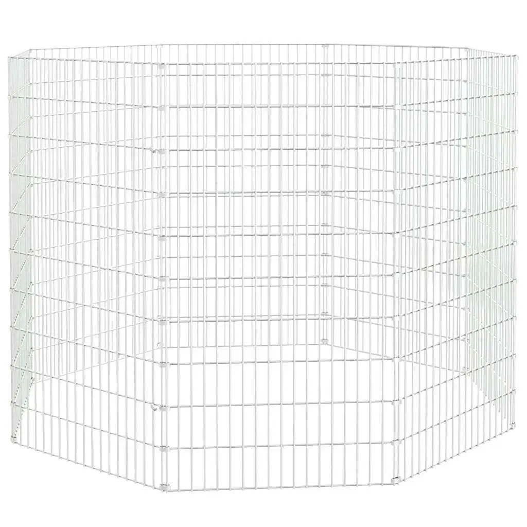 Small Animal Enclosure 8-Panel Exercise Playpen Portable Outdoor Silver