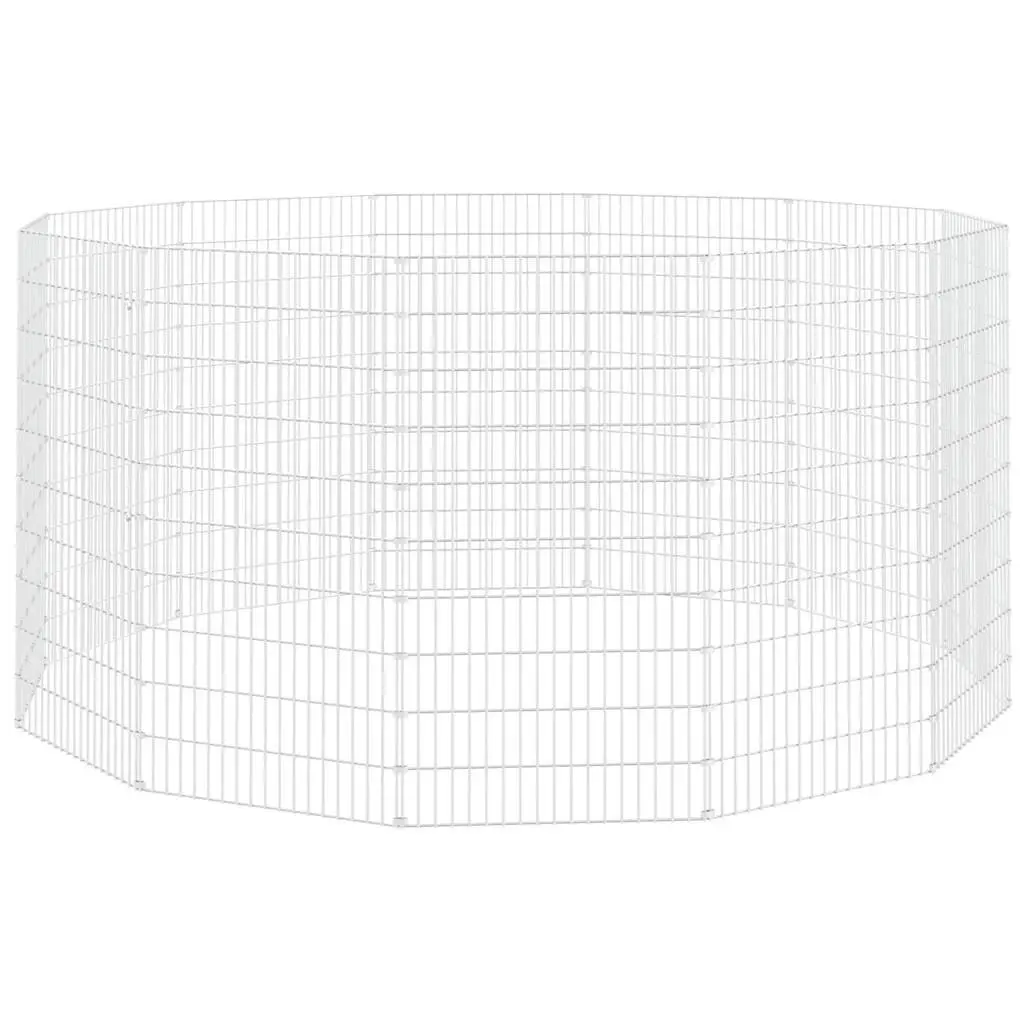 Small Animal Enclosure Exercise Cage 12 Panel Galvanised Iron Silver