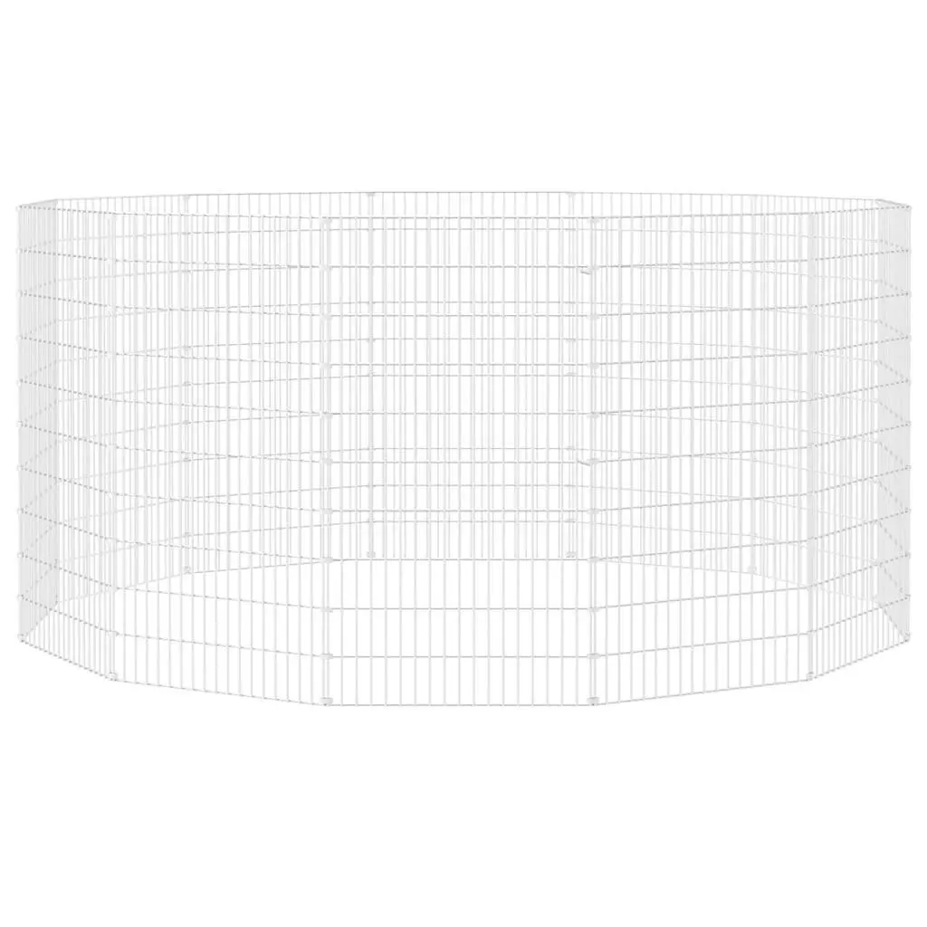Small Animal Enclosure Exercise Cage 12 Panel Galvanised Iron Silver