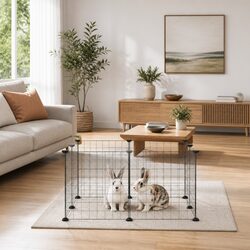 8-Panel Pet Cage Playpen Black Steel Small Animal Exercise Enclosure Run