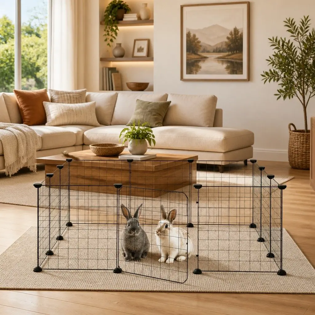 12-Panel Small Animal Pet Cage Enclosure with Door Black 105x105x35cm