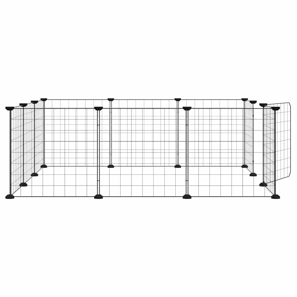 12-Panel Small Animal Pet Cage Enclosure with Door Black 105x105x35cm