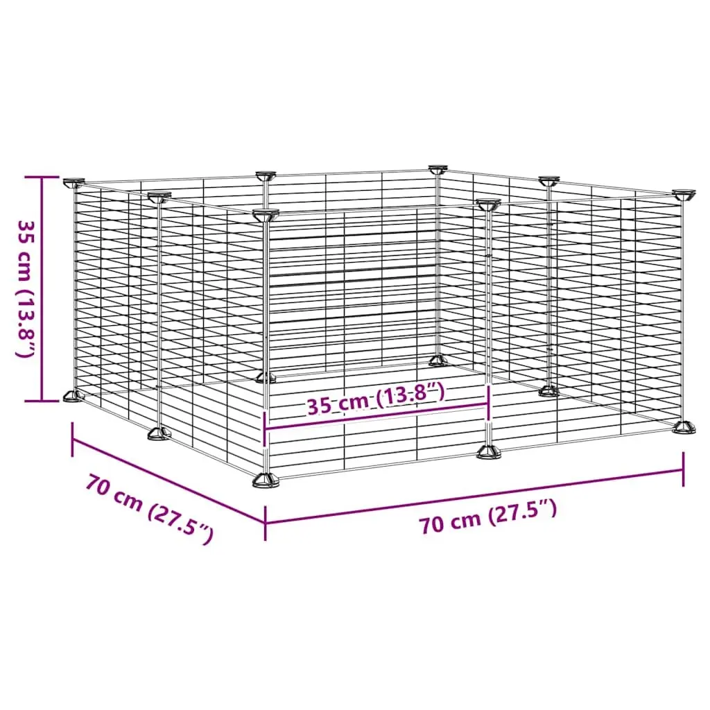 8-Panel Pet Cage Exercise Enclosure 70x70x35 cm Black