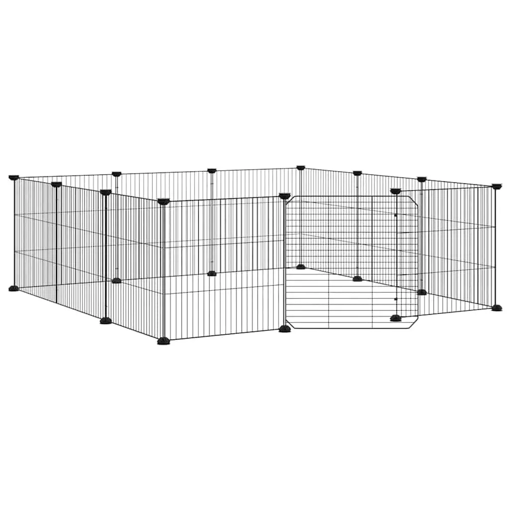 12 Panel Pet Cage Exercise Pen Black Small Animal Habitat Enclosure