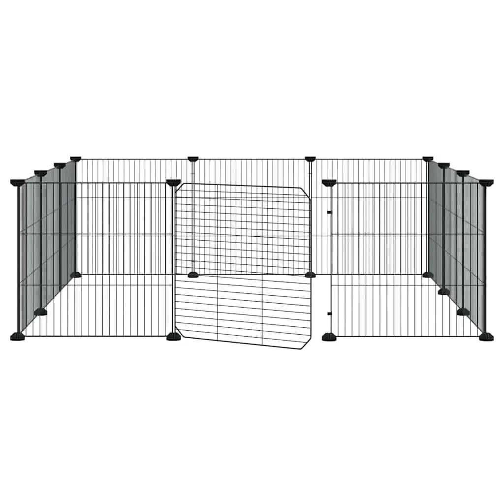 12 Panel Pet Cage Exercise Pen Black Small Animal Habitat Enclosure
