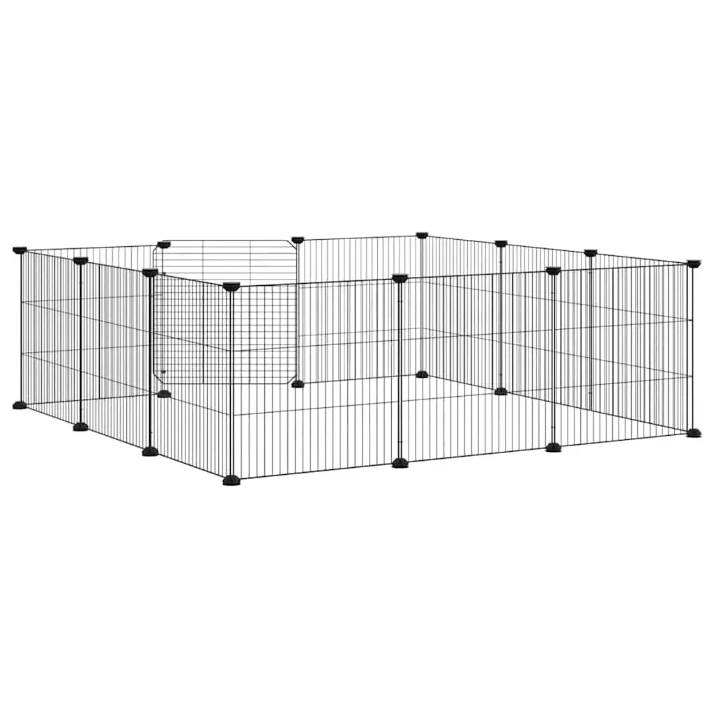 12 Panel Pet Cage Exercise Pen Black Small Animal Habitat Enclosure