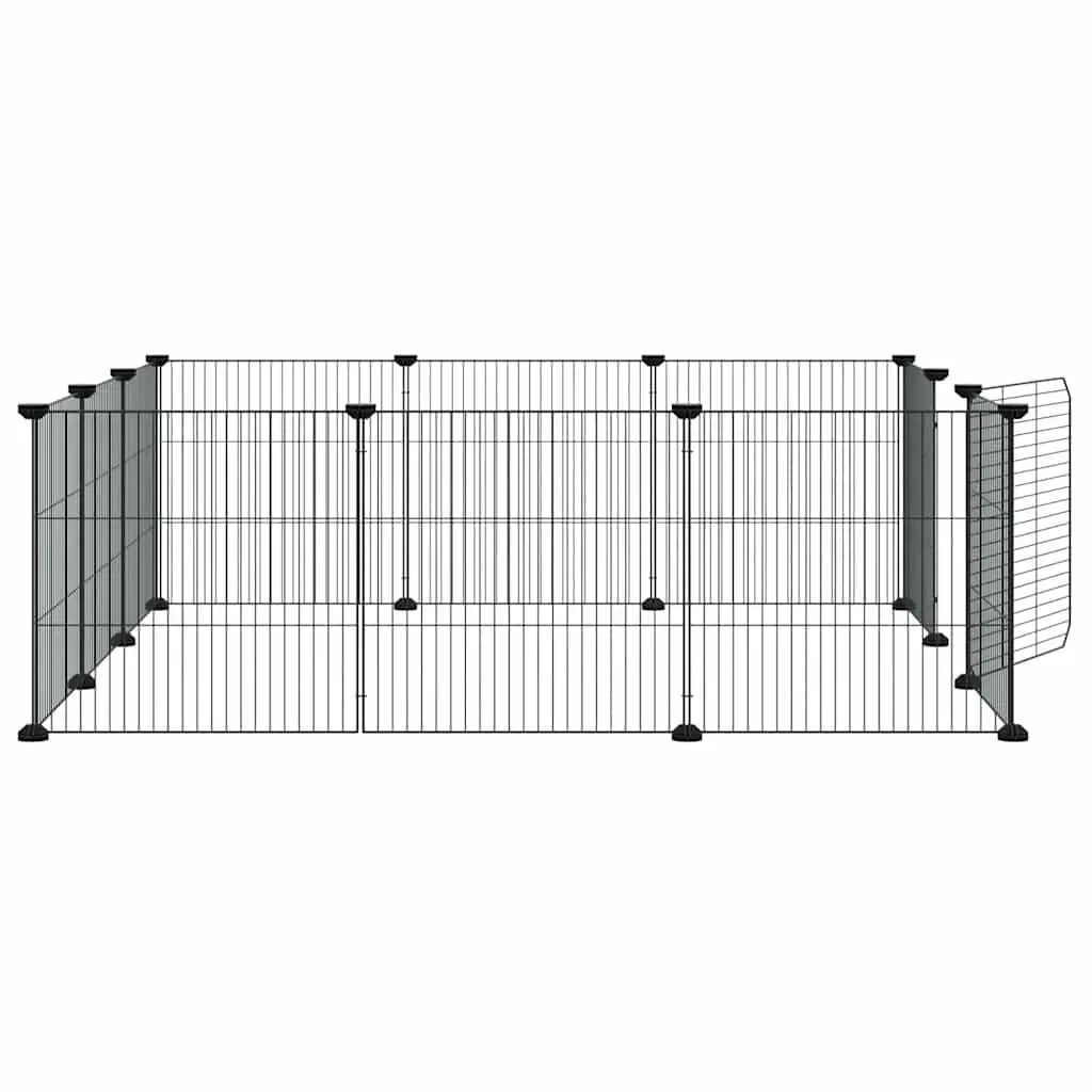 12 Panel Pet Cage Exercise Pen Black Small Animal Habitat Enclosure