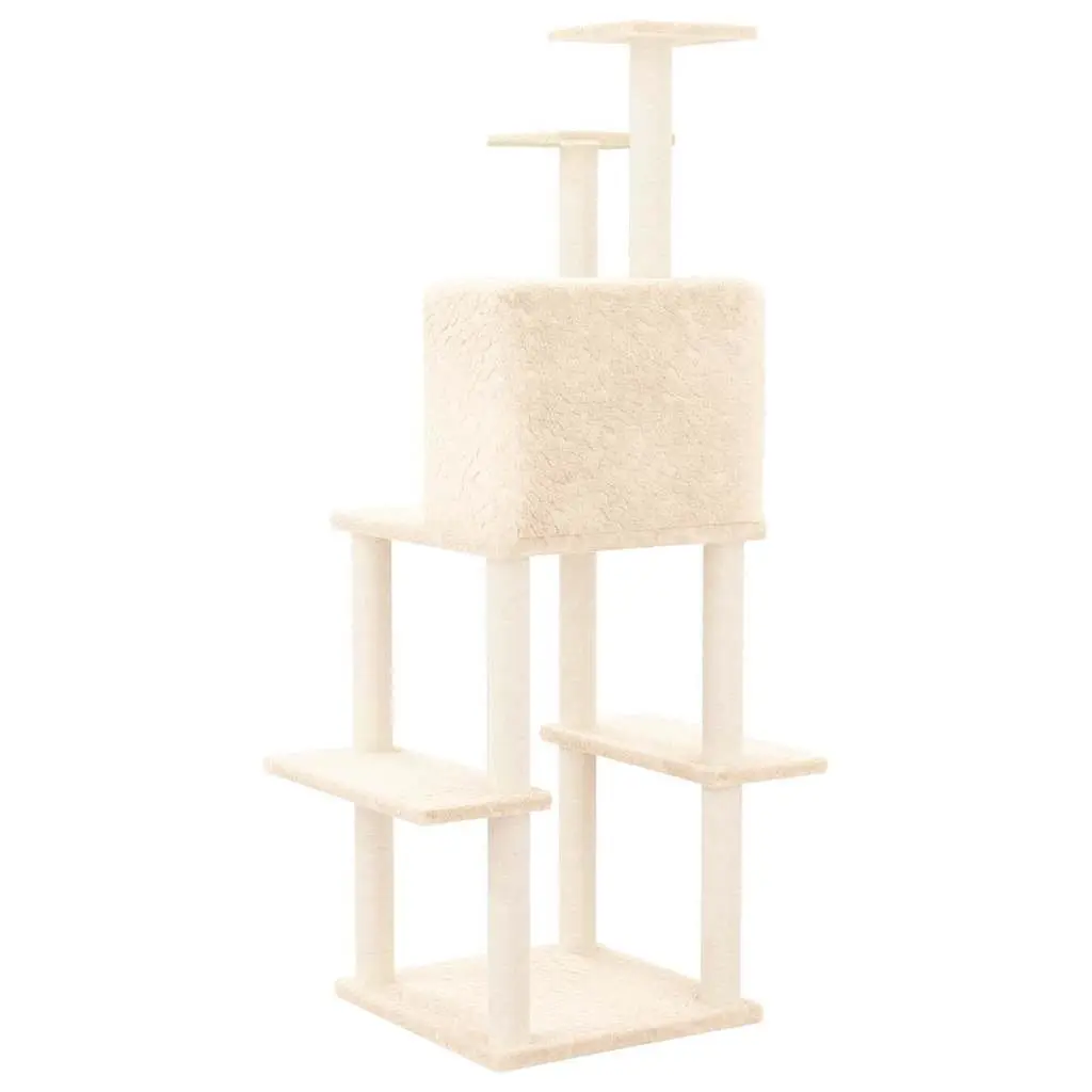 Cat Tree Multi-Level Cat Tower House 144.5cm Cream
