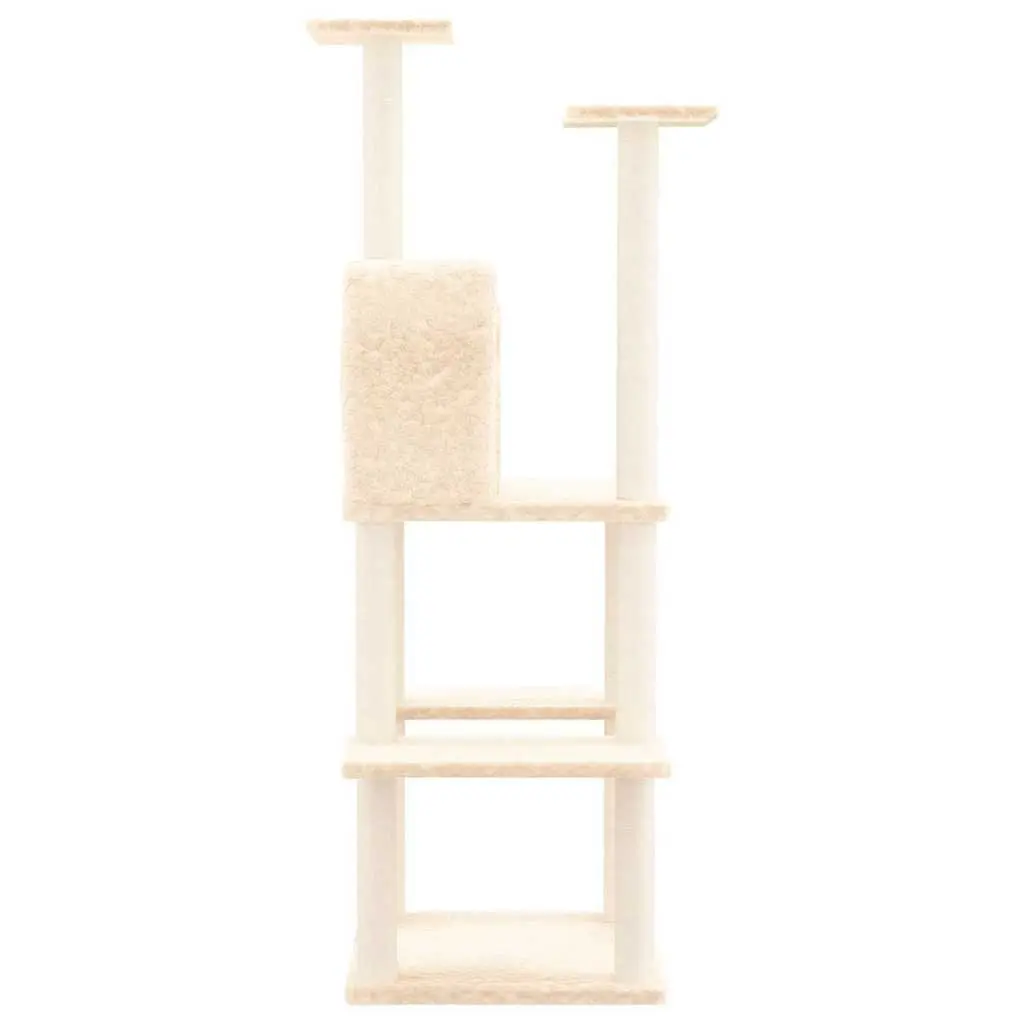 Cat Tree Multi-Level Cat Tower House 144.5cm Cream
