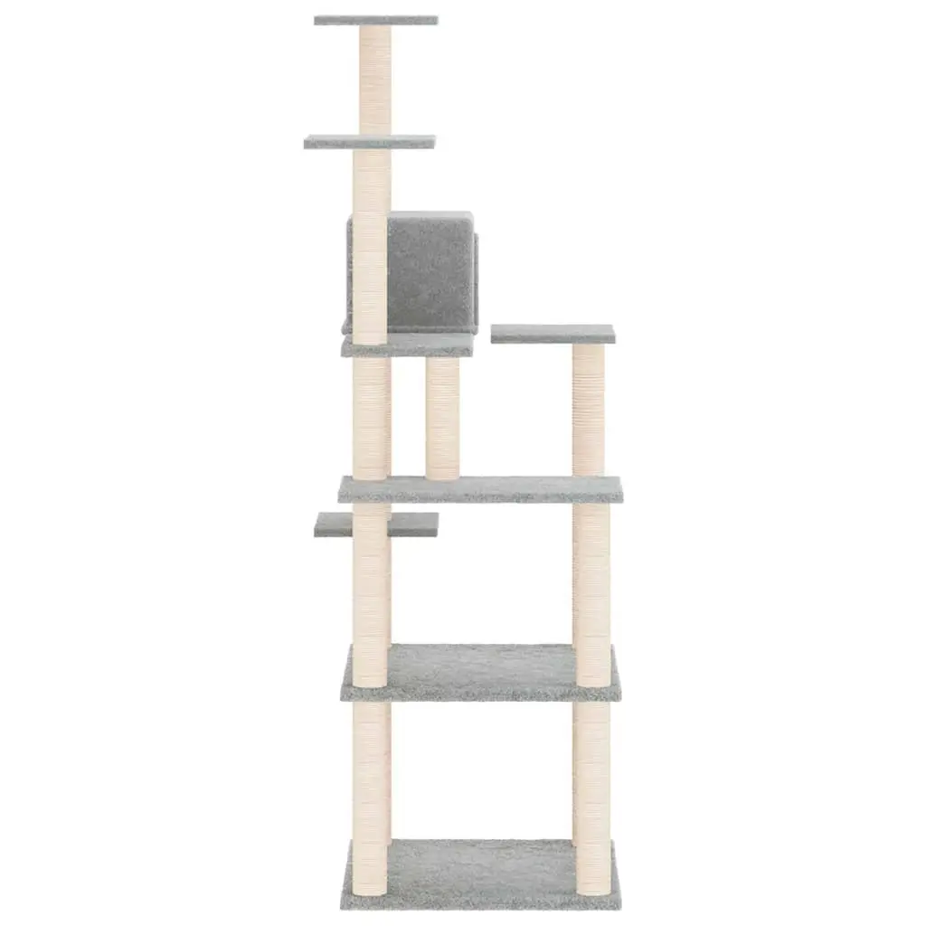 Multi-Level Cat Tree with House and Platforms Light Grey 153cm