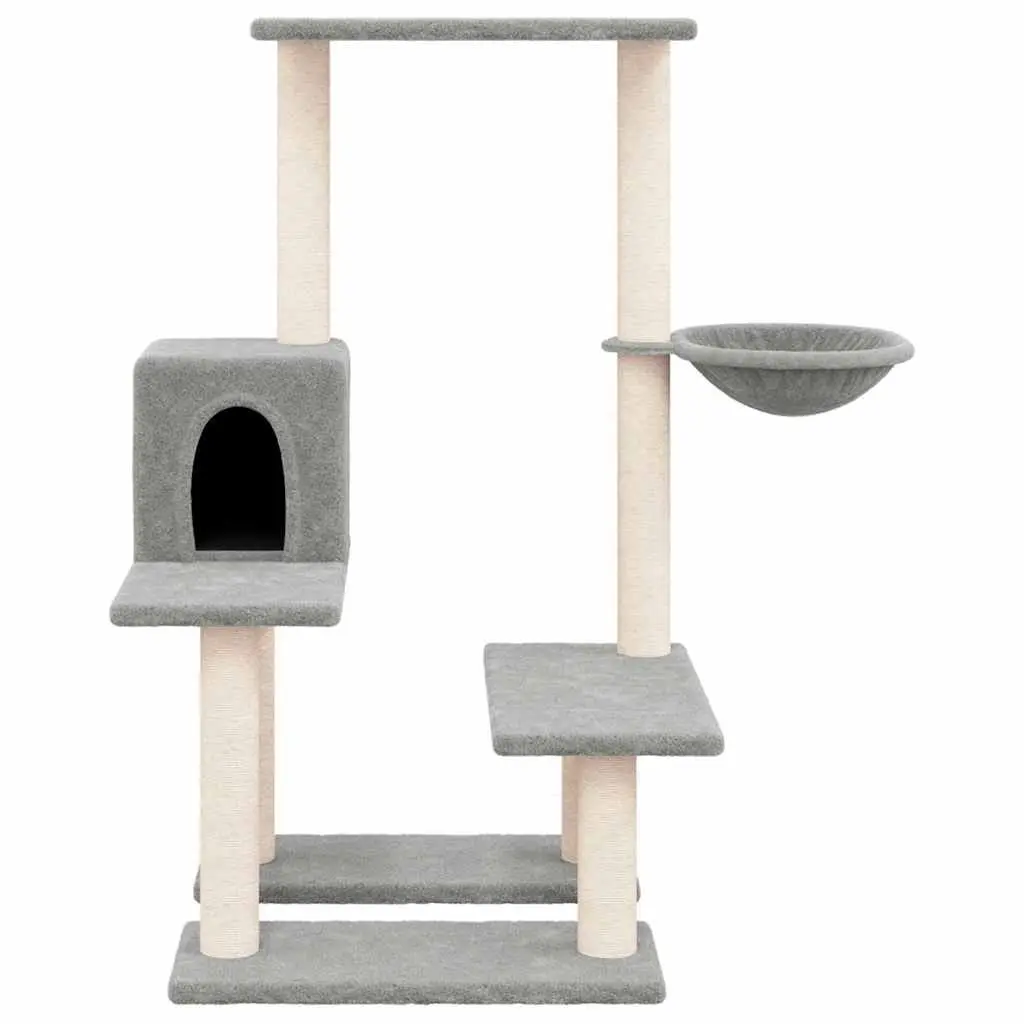 Cat Tree Multi-Level Scratching House Hammock Platforms 94.5cm Grey