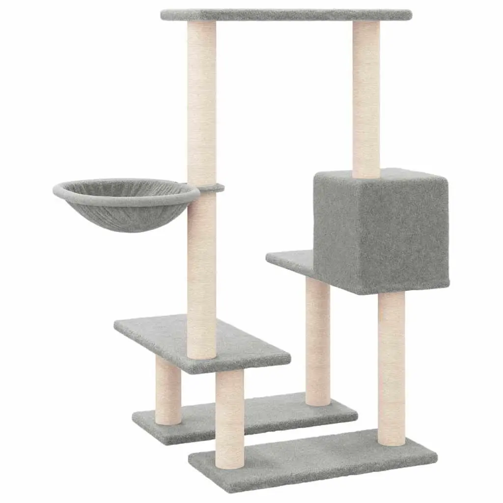 Cat Tree Multi-Level Scratching House Hammock Platforms 94.5cm Grey