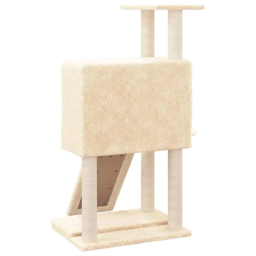 Cat Tree Multi-level Scratching Posts House Hammock Ladder Platform 96cm Cream