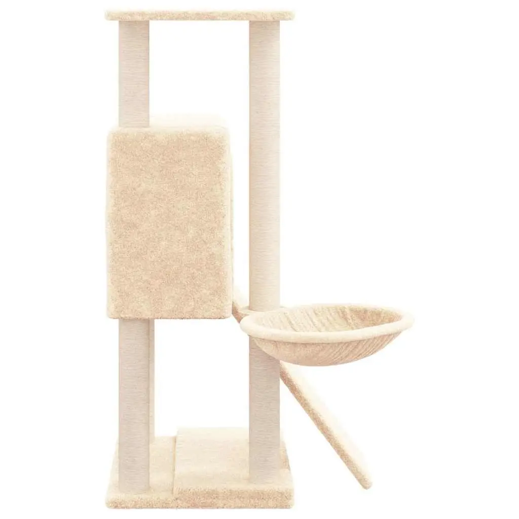 Cat Tree Multi-level Scratching Posts House Hammock Ladder Platform 96cm Cream