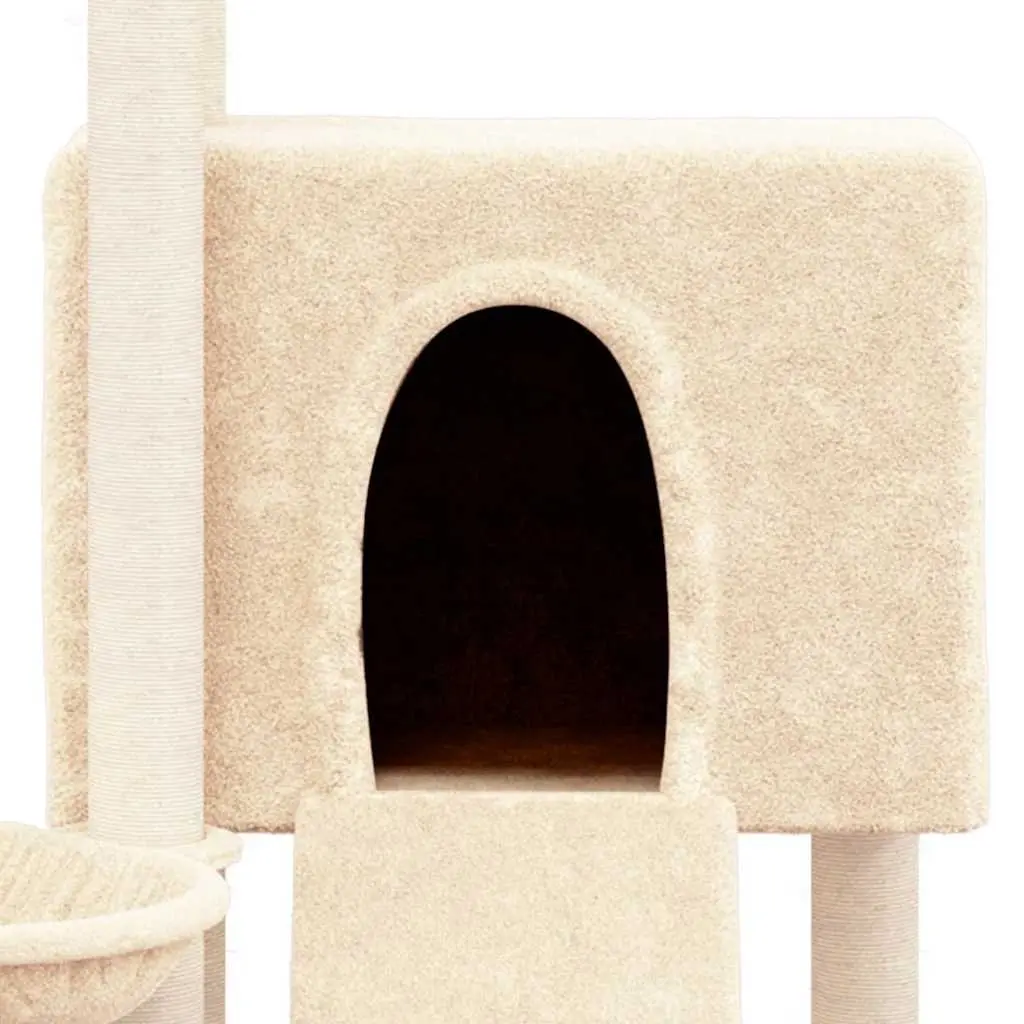 Cat Tree Multi-level Scratching Posts House Hammock Ladder Platform 96cm Cream