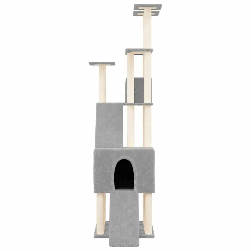 Cat Tree Scratching Post Tower Light Grey 190cm Multi-Level Cat Furniture