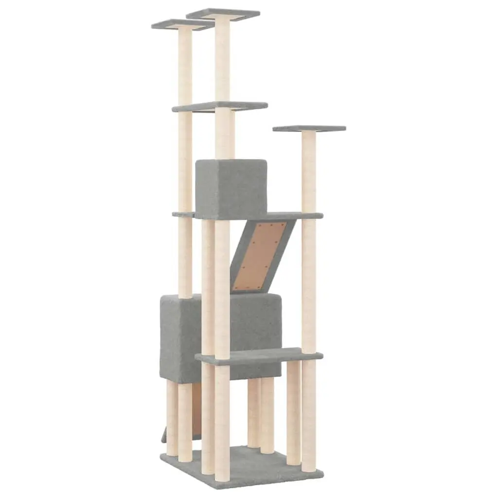Cat Tree Scratching Post Tower Light Grey 190cm Multi-Level Cat Furniture