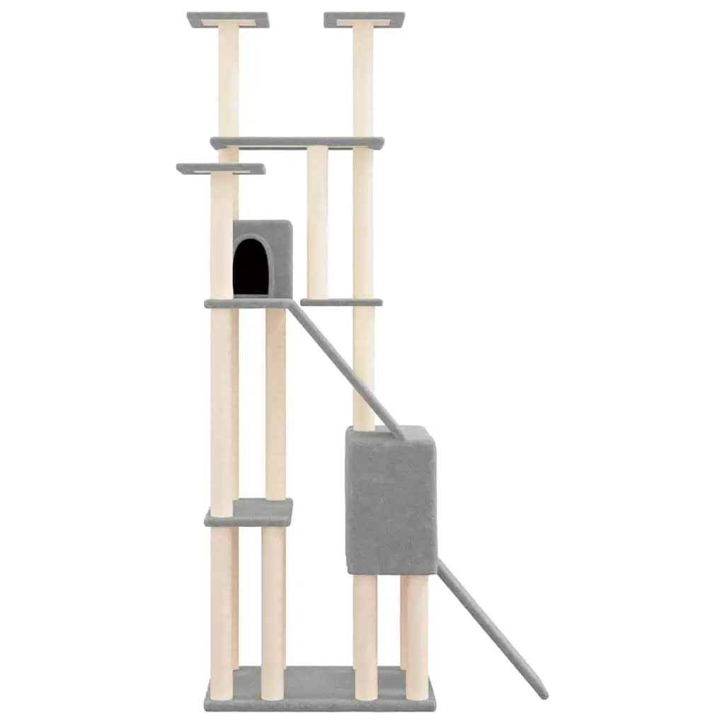 Cat Tree Scratching Post Tower Light Grey 190cm Multi-Level Cat Furniture