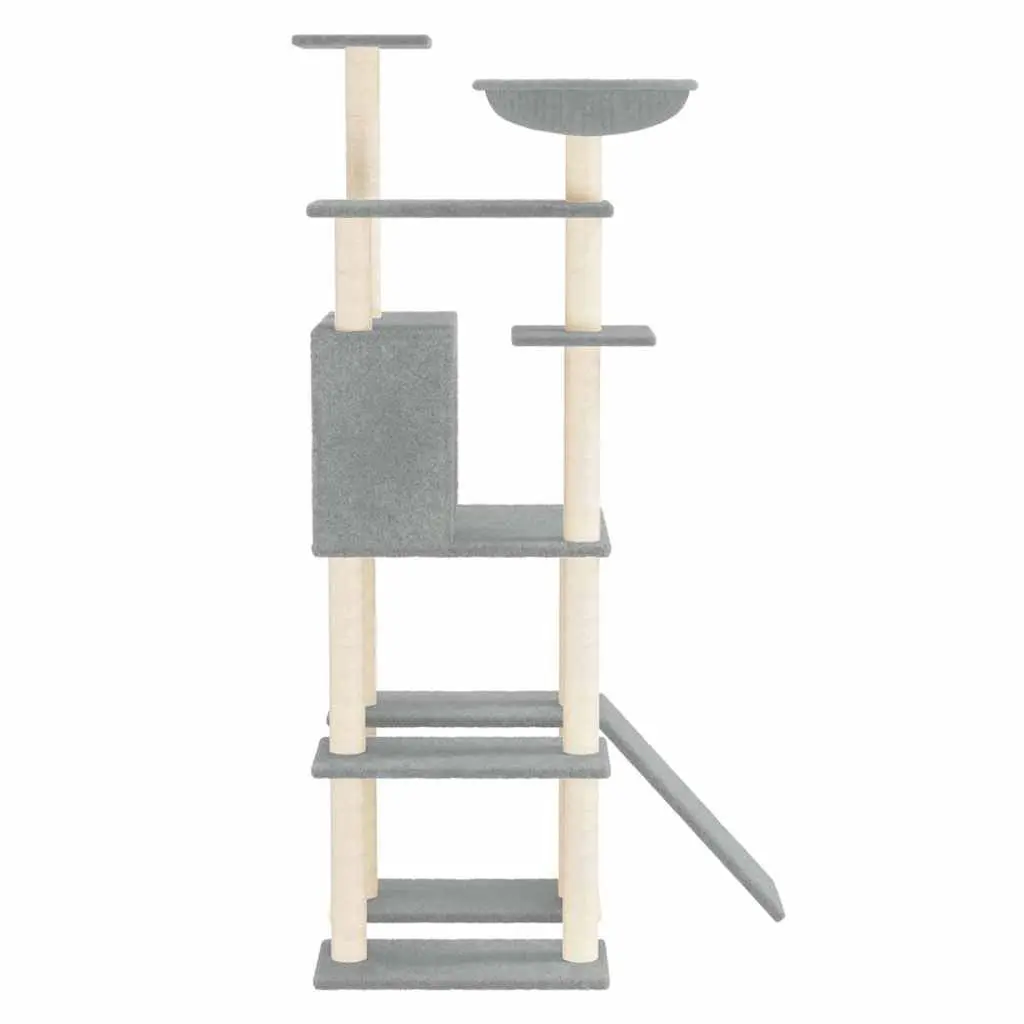 Cat Tree Multi-Level House Hammock Ladder Grey 166cm