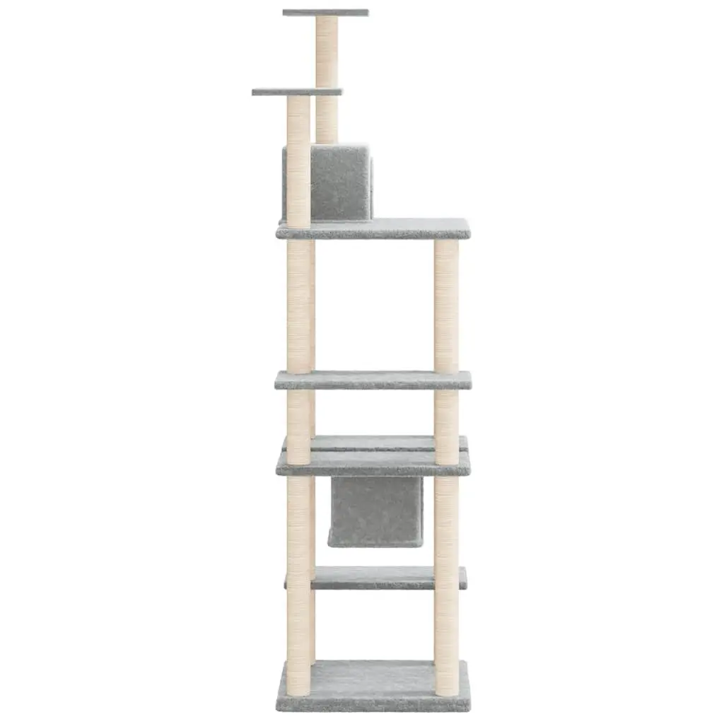 Multi-Level Cat Furniture with Houses and Platforms 176cm Grey Scratch Posts