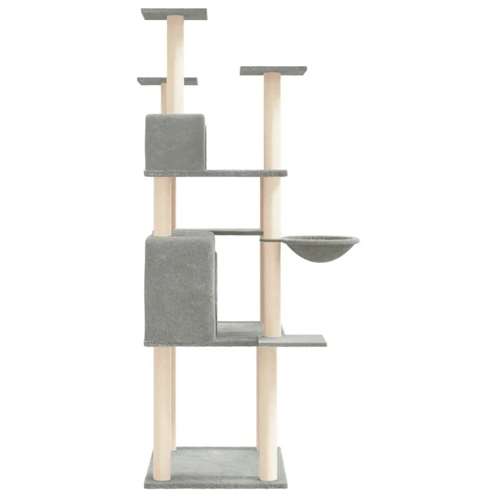 Cat Tree Multi-Level House Grey 166 cm with Sisal Scratching Posts and Platforms