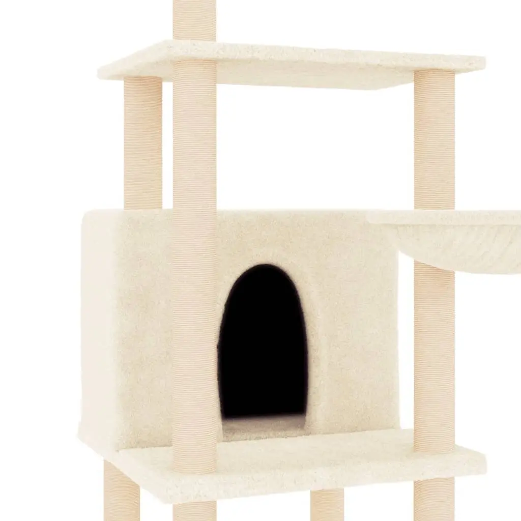 Cat Tree Multi-Level House Basket Platforms 132cm Cream
