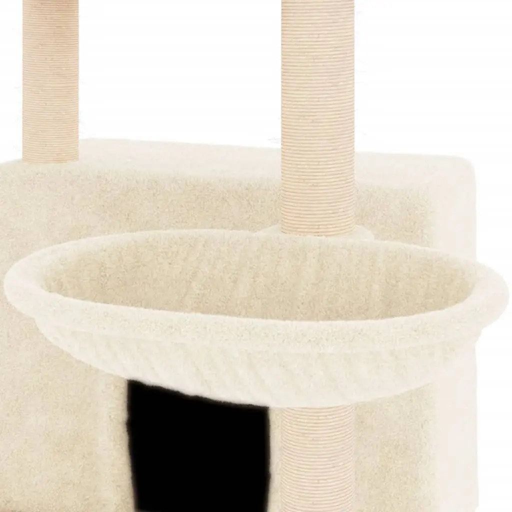 Cat Tree Multi-Level House Basket Platforms 132cm Cream