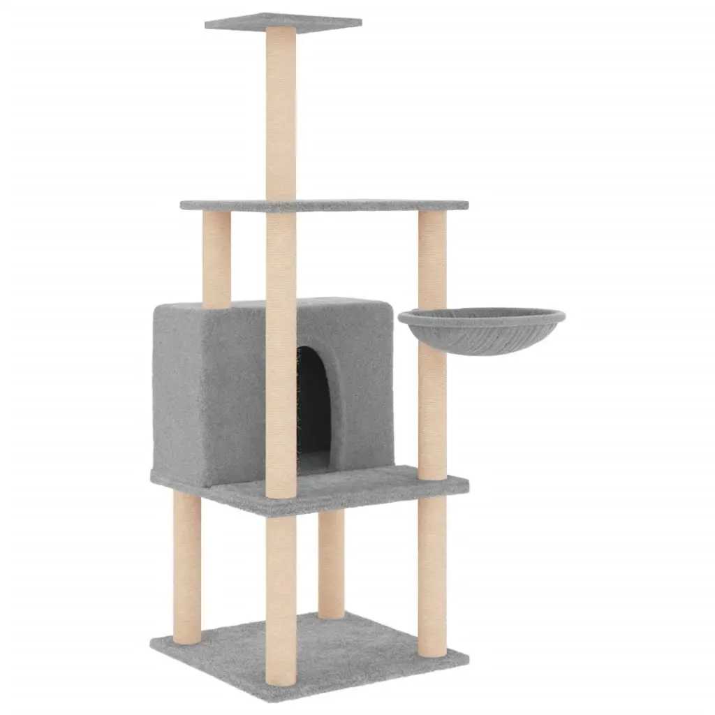 Cat Tree Multi-Level House Basket Platforms 132cm Grey