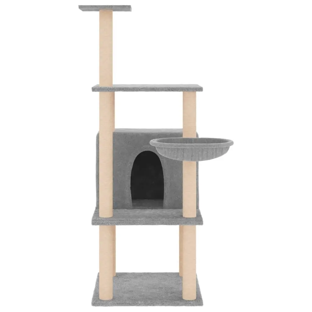 Cat Tree Multi-Level House Basket Platforms 132cm Grey