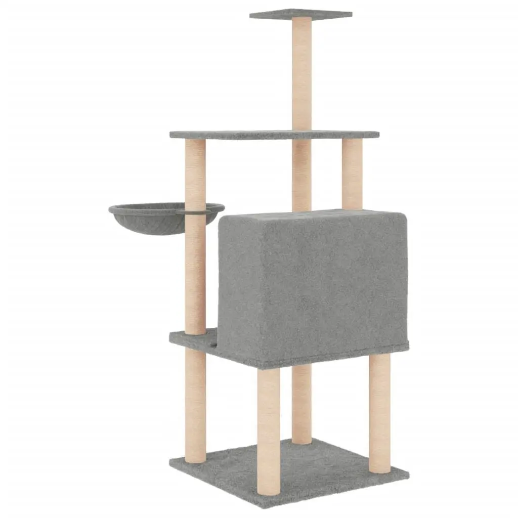 Cat Tree Multi-Level House Basket Platforms 132cm Grey