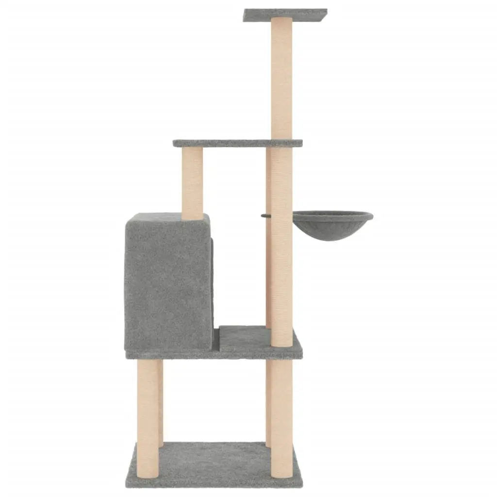 Cat Tree Multi-Level House Basket Platforms 132cm Grey