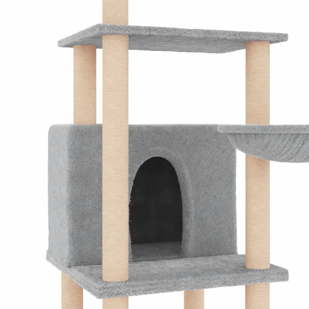 Cat Tree Multi-Level House Basket Platforms 132cm Grey