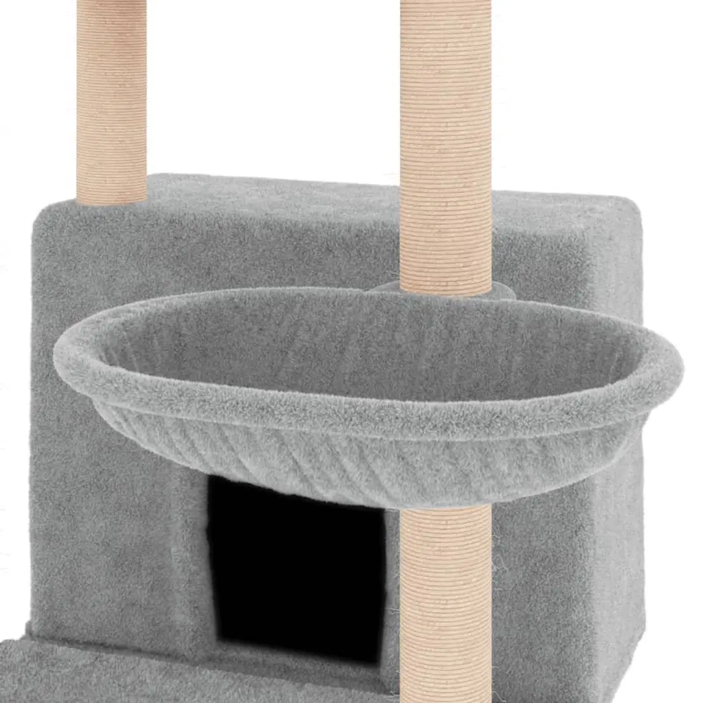 Cat Tree Multi-Level House Basket Platforms 132cm Grey