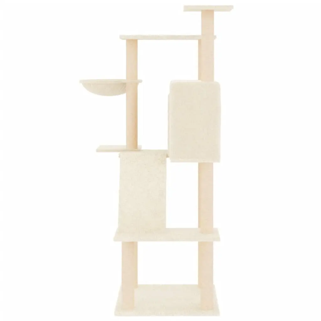 Cat Tree Multi-Level Furniture House Basket Ladder Platforms 143cm Cream