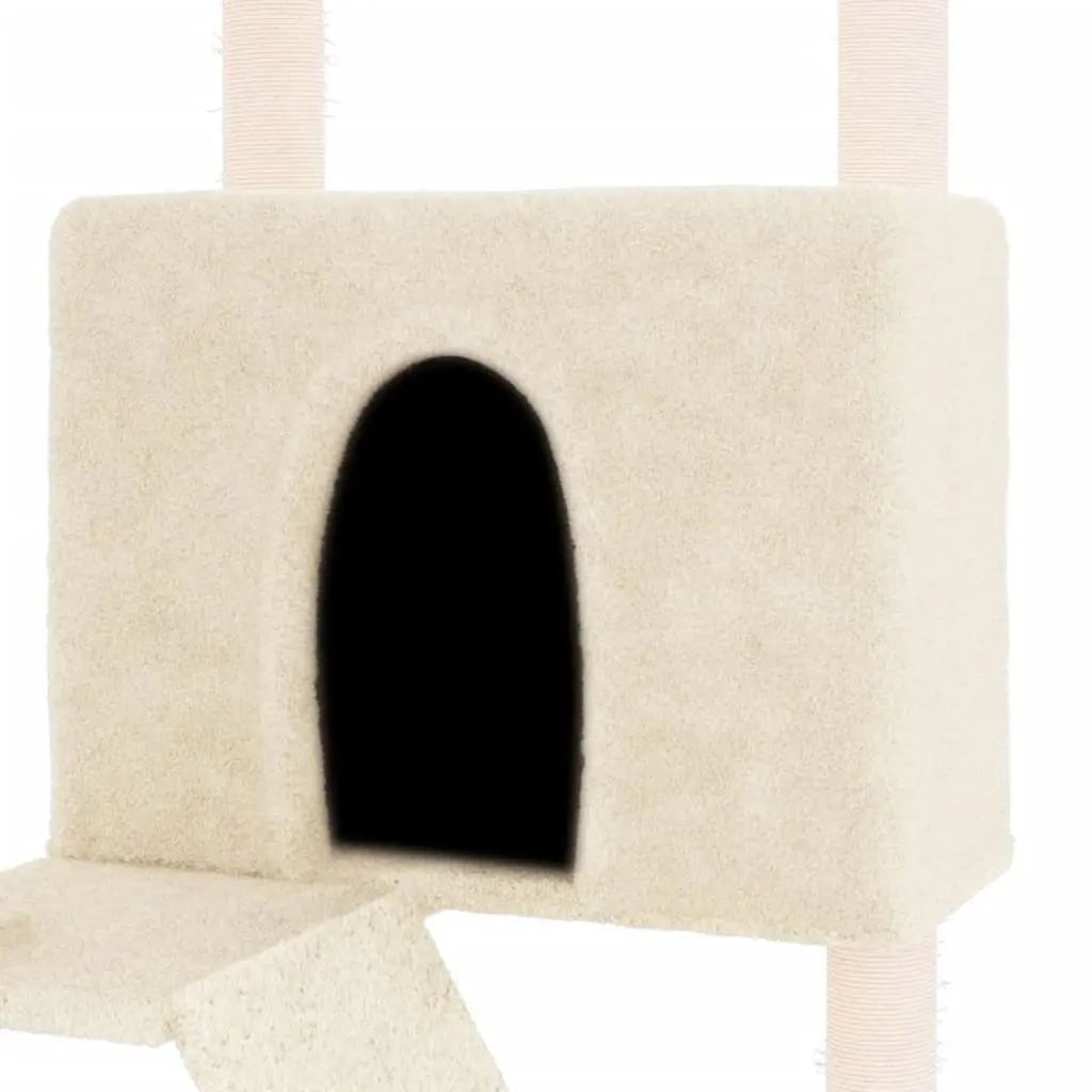 Cat Tree Multi-Level Furniture House Basket Ladder Platforms 143cm Cream