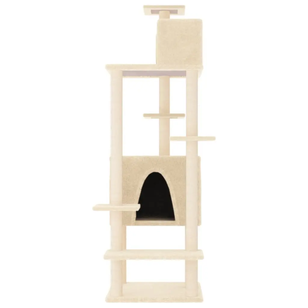 Cat Tree Multi-Level Houses Platforms 154cm Cream