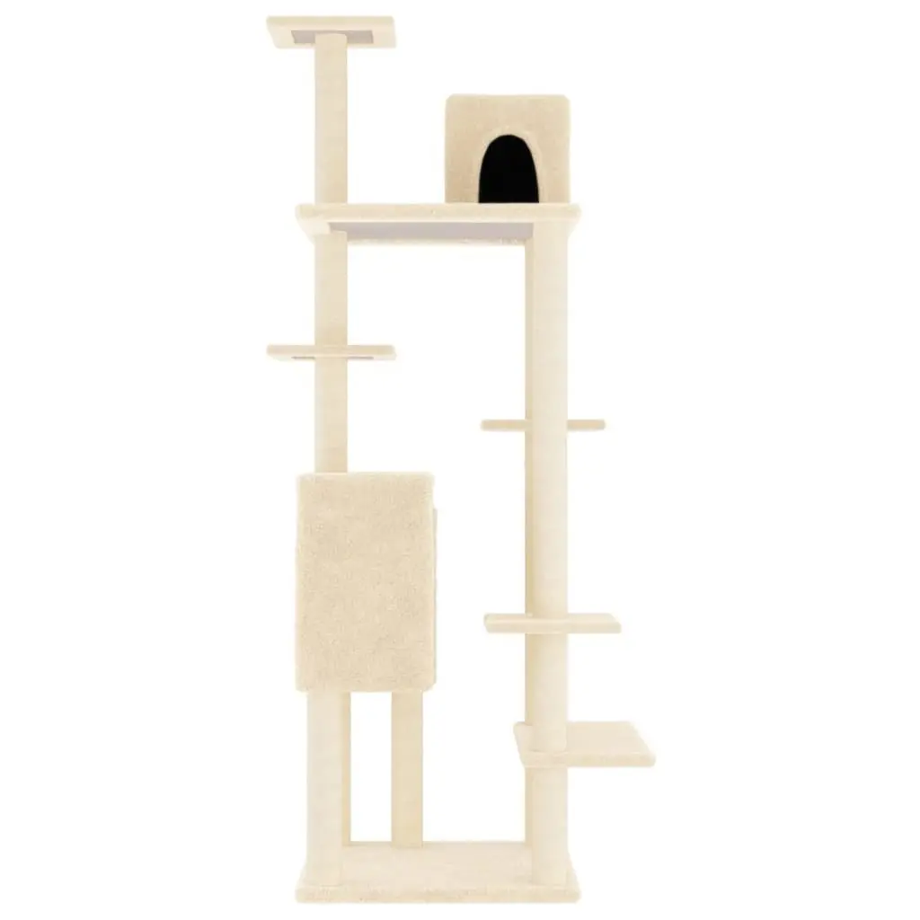 Cat Tree Multi-Level Houses Platforms 154cm Cream