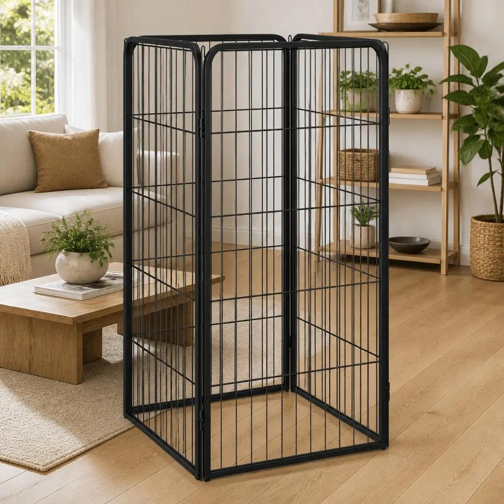 Dog Playpen 4 Panels Exercise Enclosure 50x100 cm Black
