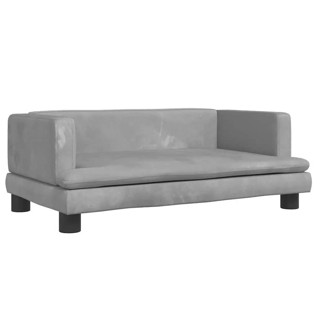 Dog Bed Velvet Light Grey 80x45x30cm Pet Sofa Couch Cushion