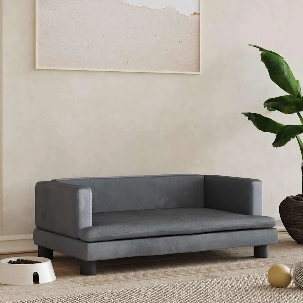 Dog Bed Grey Velvet 80x45x30cm Foam Pet Sofa Couch Cushion Lounge Resting Mat