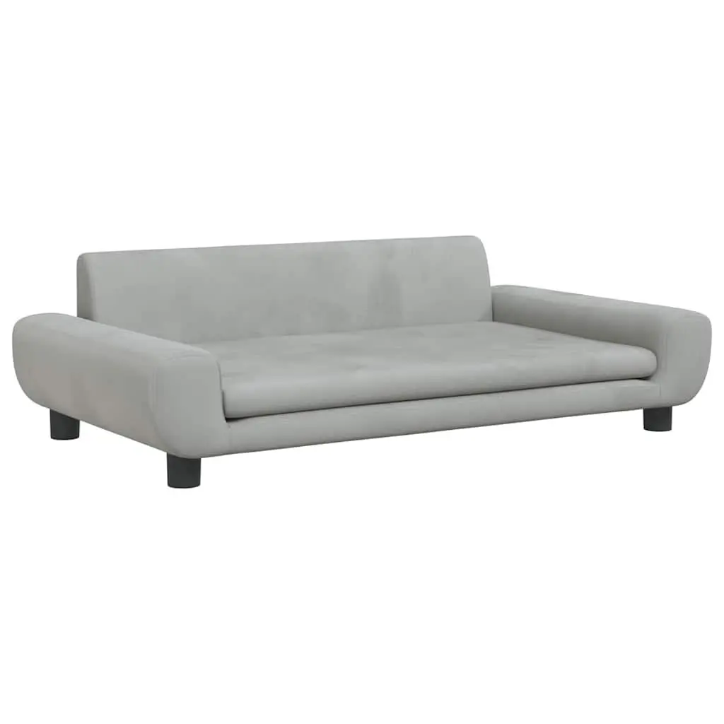 Dog Bed Light Grey Velvet Pet Sofa Cushion Couch Padded Foam Comfortable Rest