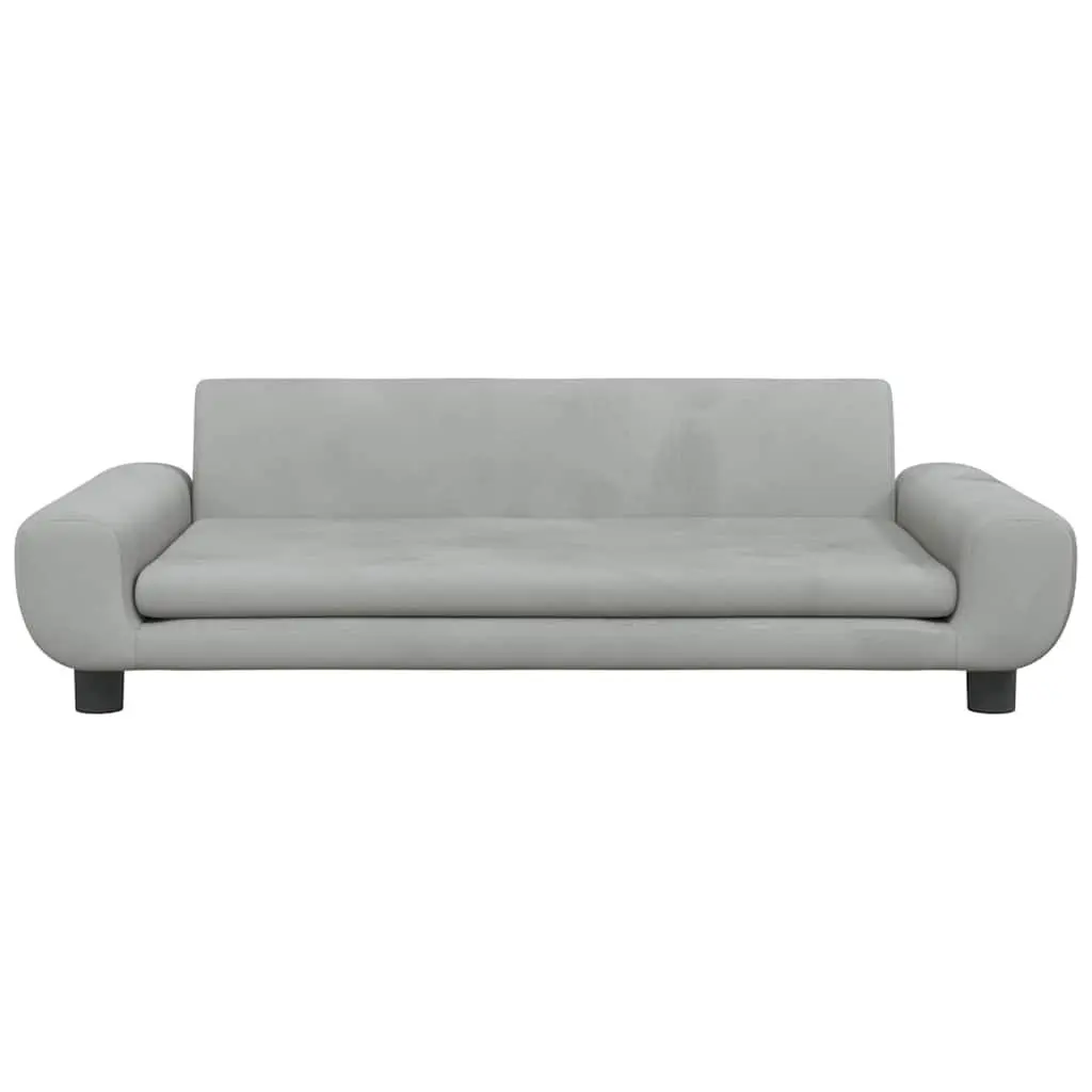 Dog Bed Light Grey Velvet Pet Sofa Cushion Couch Padded Foam Comfortable Rest