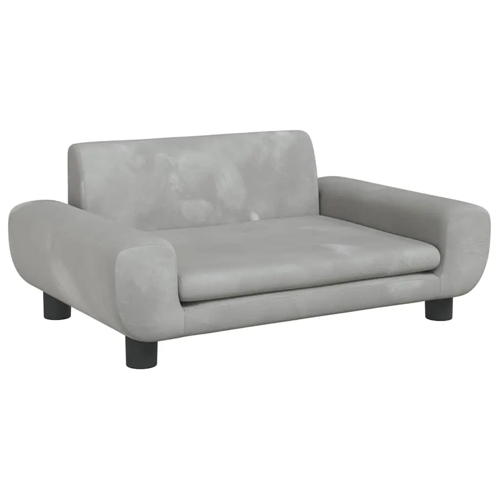 Dog Bed Light Grey Velvet Foam Lounger 70 x 45 x 33 cm