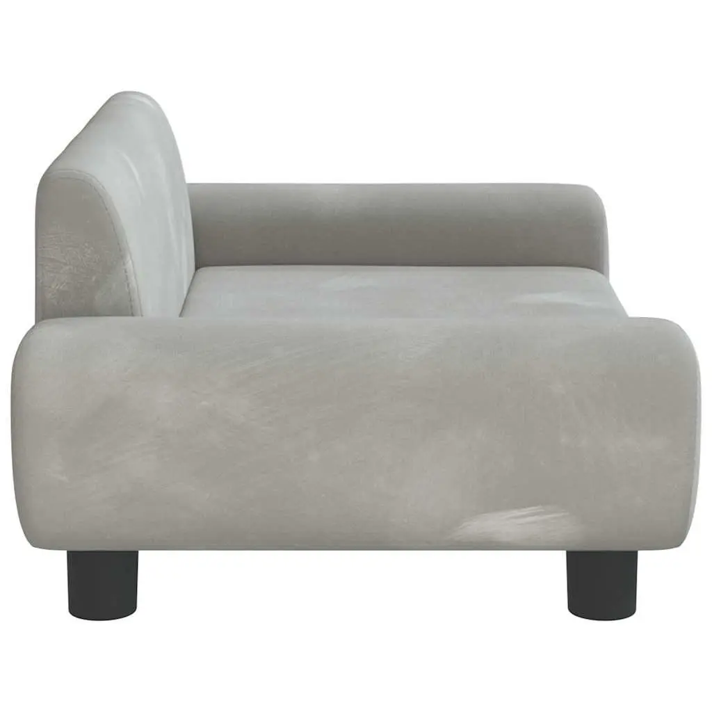 Dog Bed Light Grey Velvet Foam Lounger 70 x 45 x 33 cm
