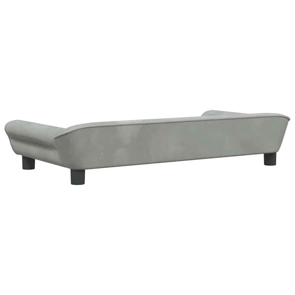 Dog Bed Grey Velvet Padded Soft Foam Couch 100 x 50 x 21 cm