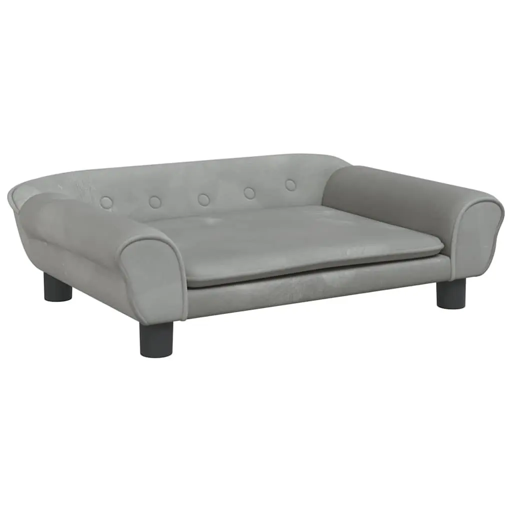 Dog Bed Comfort Light Grey 70x48x22cm Velvet Pet Sofa Couch